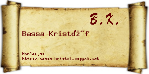 Bassa Kristóf névjegykártya