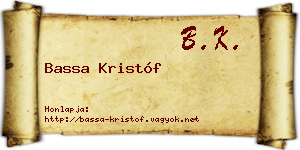 Bassa Kristóf névjegykártya